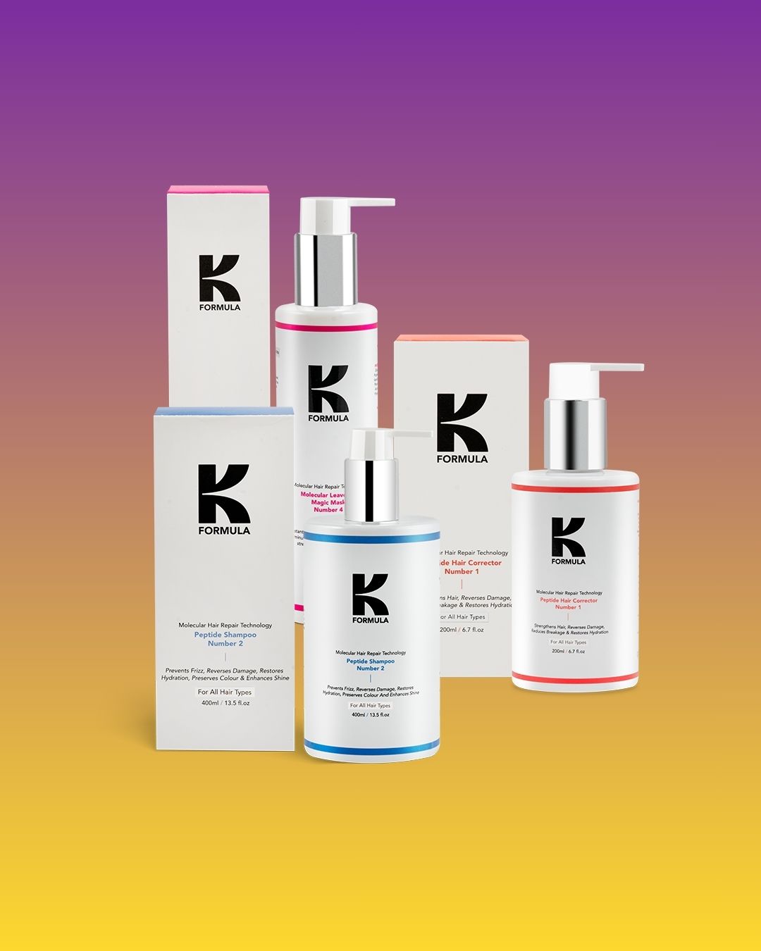 Peptide Hair Corrector and Shampoo and Magic Mask